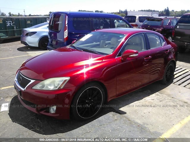 JTHBE5C29A5024319 - 2010 LEXUS IS 350 RED photo 2