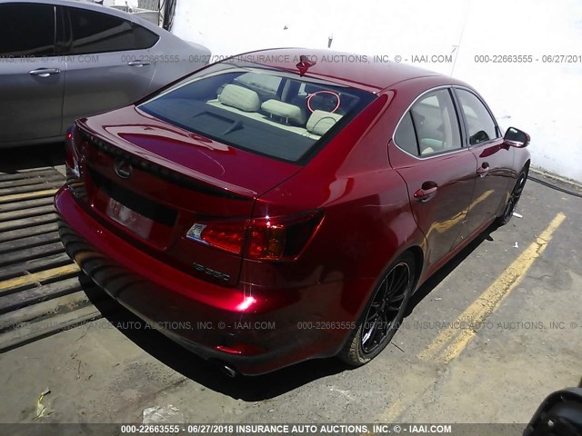 JTHBE5C29A5024319 - 2010 LEXUS IS 350 RED photo 4