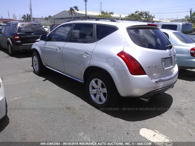 JN8AZ08T76W400589 - 2006 NISSAN MURANO SL/SE/S SILVER photo 3