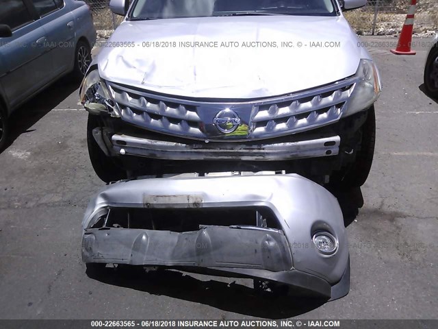 JN8AZ08T76W400589 - 2006 NISSAN MURANO SL/SE/S SILVER photo 6