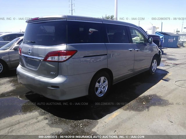 JN8AE2KP7B9009812 - 2011 NISSAN QUEST S/SV/SL/LE SILVER photo 4