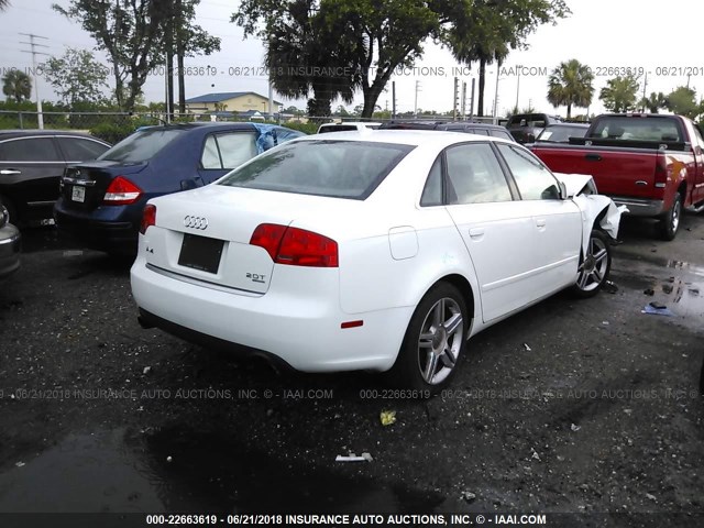 WAUDF78E07A183748 - 2007 AUDI A4 2.0T QUATTRO WHITE photo 4