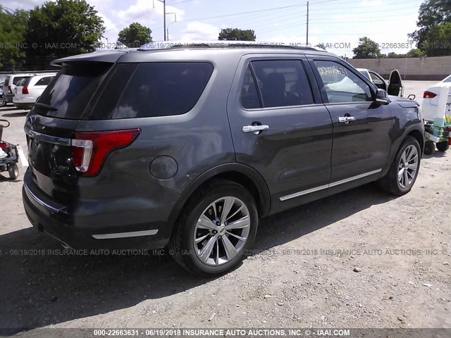 1FM5K8F85JGA26397 - 2018 FORD EXPLORER LIMITED GRAY photo 4