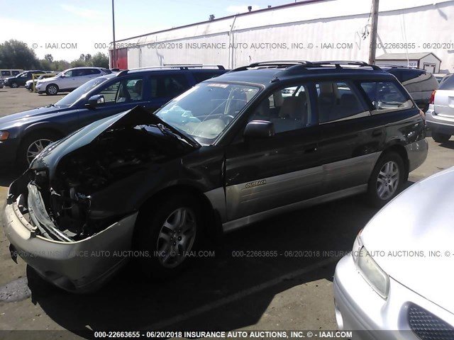 4S3BH665517663239 - 2001 SUBARU LEGACY OUTBACK GREEN photo 2