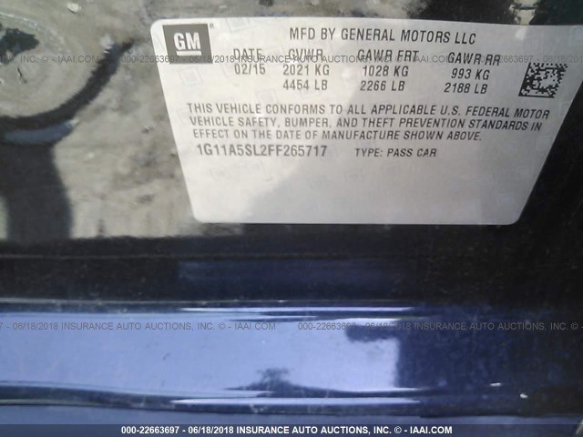 1G11A5SL2FF265717 - 2015 CHEVROLET MALIBU LS BLACK photo 9