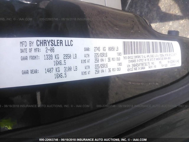 2A8HR54P78R736179 - 2008 CHRYSLER TOWN & COUNTRY TOURING BLACK photo 9