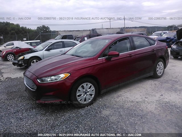 3FA6P0G78DR161054 - 2013 FORD FUSION S MAROON photo 2