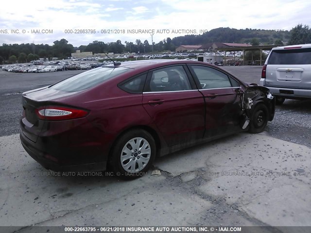 3FA6P0G78DR161054 - 2013 FORD FUSION S MAROON photo 4