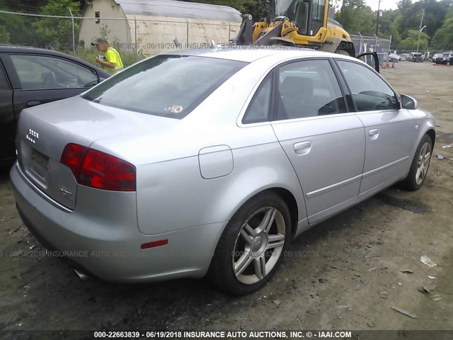 WAUDF78E77A021017 - 2007 AUDI A4 2.0T QUATTRO SILVER photo 4