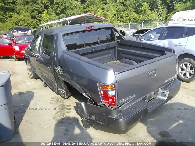 2HJYK16567H507251 - 2007 HONDA RIDGELINE RTL GRAY photo 3