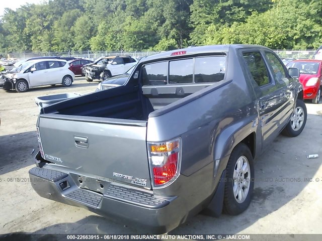 2HJYK16567H507251 - 2007 HONDA RIDGELINE RTL GRAY photo 4