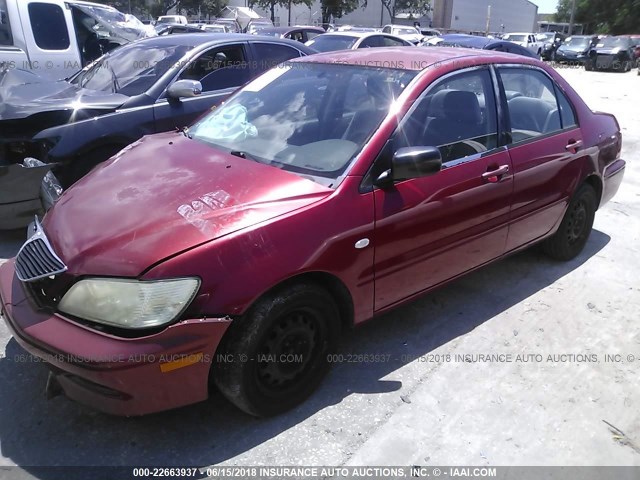 JA3AJ26E43U022661 - 2003 MITSUBISHI LANCER ES BURGUNDY photo 2