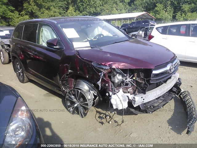 5TDJKRFH7GS267286 - 2016 TOYOTA HIGHLANDER XLE Բորդո լուսանկար 1