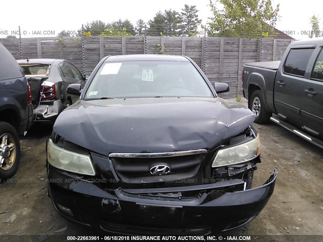 5NPEU46F96H021096 - 2006 HYUNDAI SONATA GLS/LX BLACK photo 6