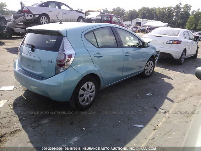 JTDKDTB37D1058211 - 2013 TOYOTA PRIUS C TEAL photo 4