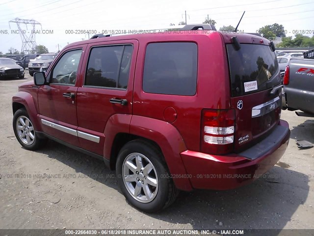 1J8GN58K38W192941 - 2008 JEEP LIBERTY LIMITED RED photo 3
