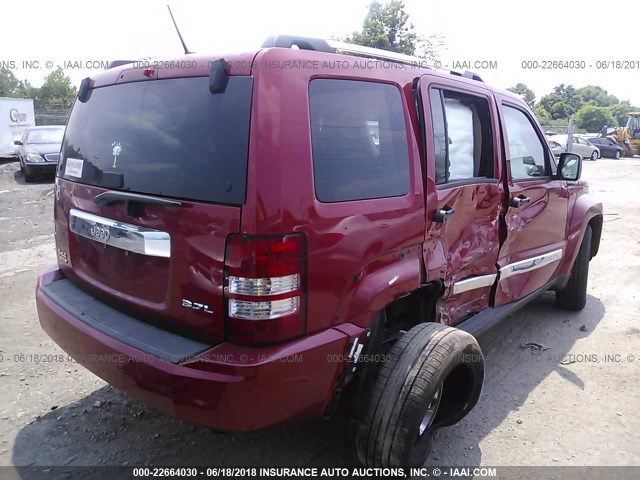 1J8GN58K38W192941 - 2008 JEEP LIBERTY LIMITED RED photo 4