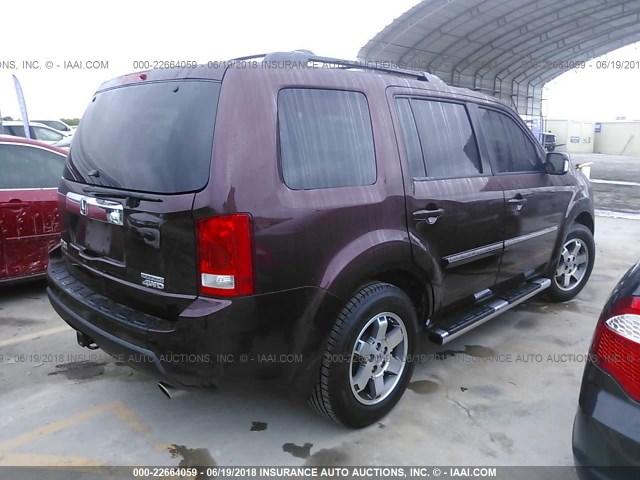 5FNYF48969B020103 - 2009 HONDA PILOT TOURING MAROON photo 4