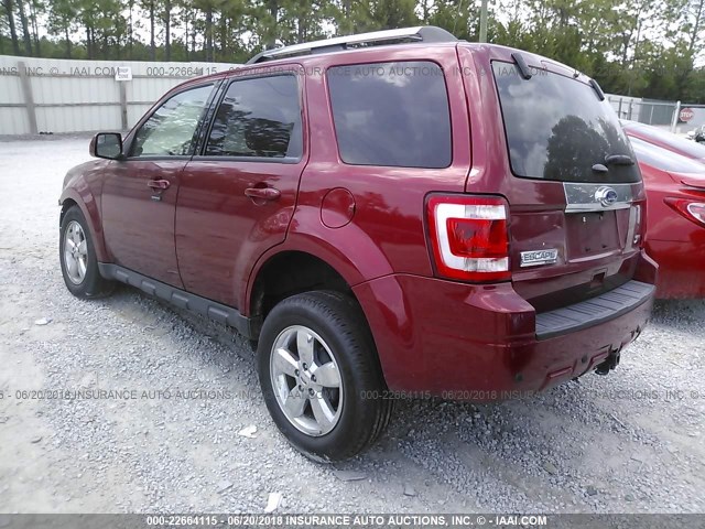 1FMCU0EG9CKB27311 - 2012 FORD ESCAPE LIMITED RED photo 3