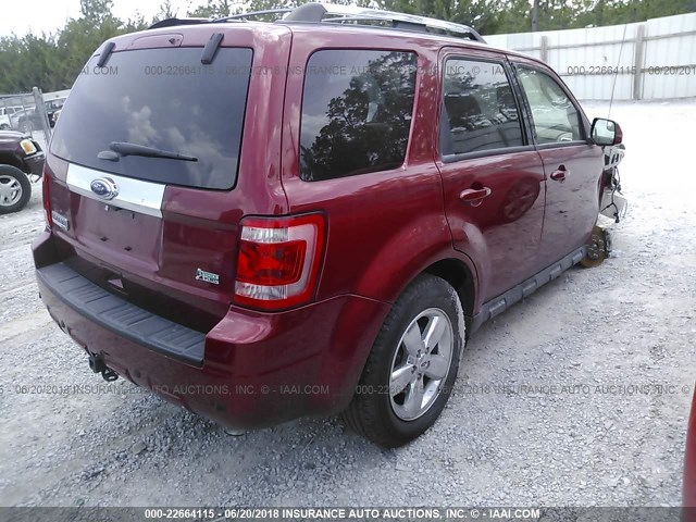 1FMCU0EG9CKB27311 - 2012 FORD ESCAPE LIMITED RED photo 4