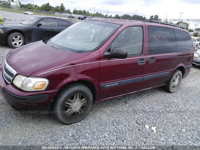 1GNDV23E55D124259 - 2005 CHEVROLET VENTURE LS RED photo 2