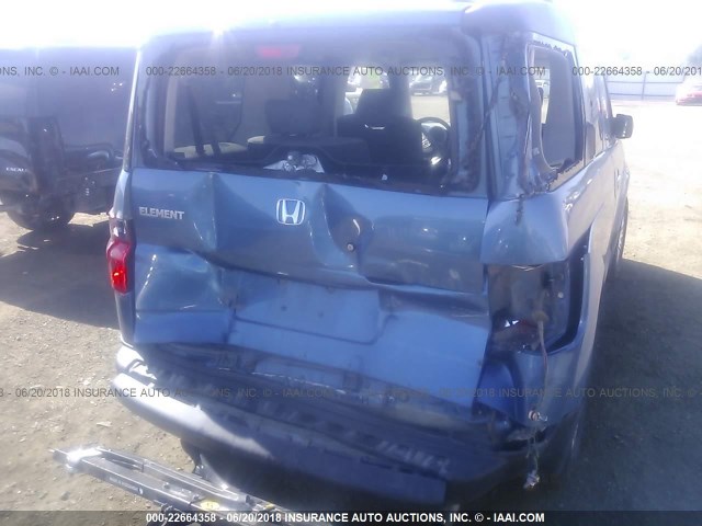 5J6YH28738L007568 - 2008 HONDA ELEMENT EX BLUE photo 6