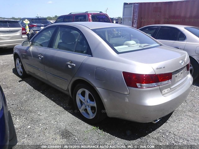 5NPEU46F66H007169 - 2006 HYUNDAI SONATA GLS/LX BEIGE photo 3