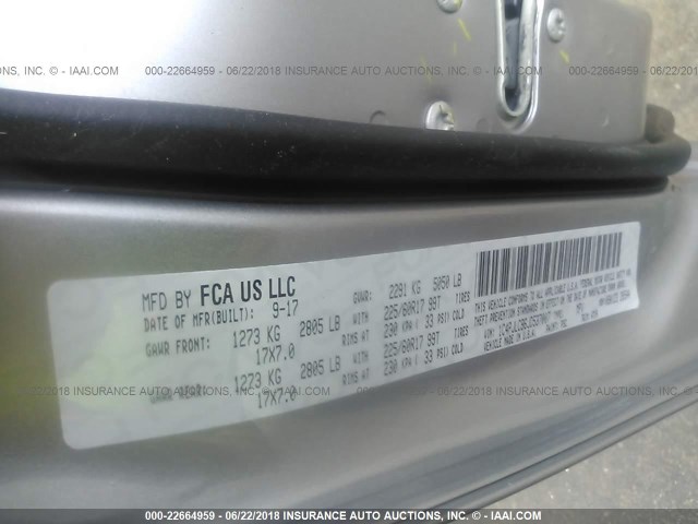 1C4PJLCB6JD537007 - 2018 JEEP CHEROKEE LATITUDE Күміс фото 9