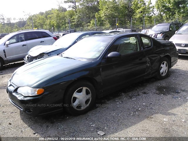 2G1WX15K729228505 - 2002 CHEVROLET MONTE CARLO SS მწვანე ფოტო 2