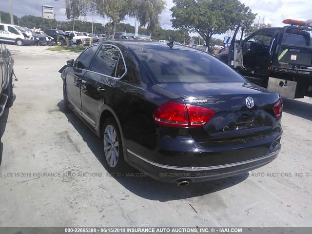 1VWCH7A31CC036240 - 2012 VOLKSWAGEN PASSAT SEL BLACK photo 3