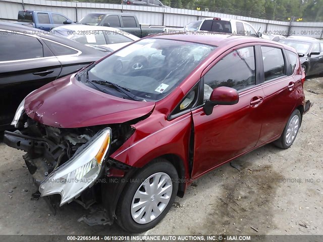 3N1CE2CP7EL391227 - 2014 NISSAN VERSA NOTE S/S PLUS/SV/SL RED photo 2