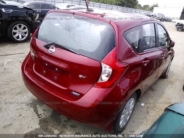 3N1CE2CP7EL391227 - 2014 NISSAN VERSA NOTE S/S PLUS/SV/SL RED photo 4