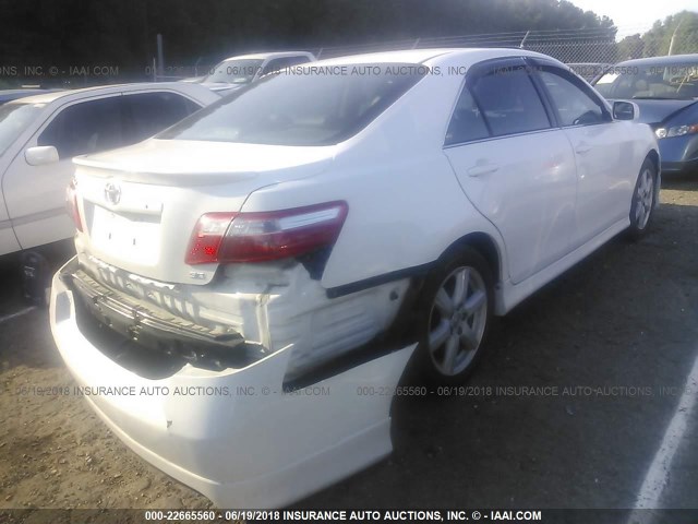 4T1BE46K18U780309 - 2008 TOYOTA CAMRY CE/LE/XLE/SE WHITE photo 4