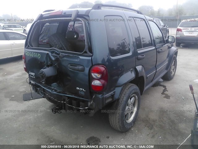 1J8GL38KX5W663537 - 2005 JEEP LIBERTY RENEGADE BLUE photo 4