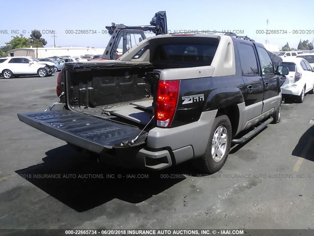 3GNEC13T42G130815 - 2002 CHEVROLET AVALANCHE C1500 BLACK photo 4