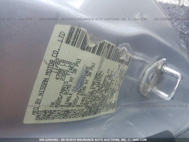 1N6DD26T13C415234 - 2003 NISSAN FRONTIER KING CAB XE GRAY photo 9
