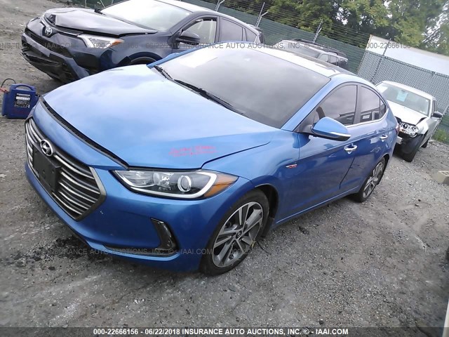 5NPD84LF0HH180032 - 2017 HYUNDAI ELANTRA SE/VALUE/LIMITED BLUE photo 2