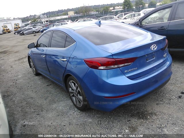 5NPD84LF0HH180032 - 2017 HYUNDAI ELANTRA SE/VALUE/LIMITED BLUE photo 3