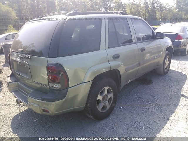 1GNDT13S342233626 - 2004 CHEVROLET TRAILBLAZER LS/LT GREEN photo 4