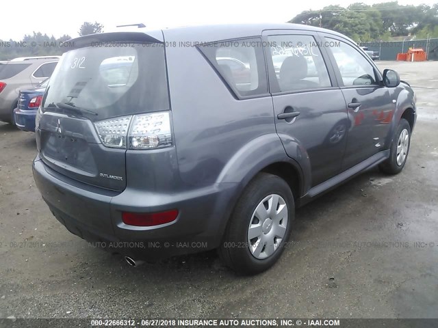 JA4AS2AW4AZ013418 - 2010 MITSUBISHI OUTLANDER ES ნაცრისფერი ფოტო 4