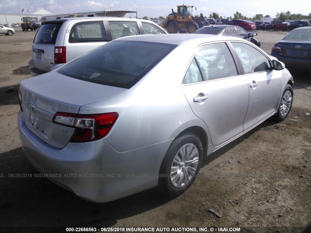 4T4BF1FK5DR310019 - 2013 TOYOTA CAMRY L/SE/LE/XLE SILVER photo 4