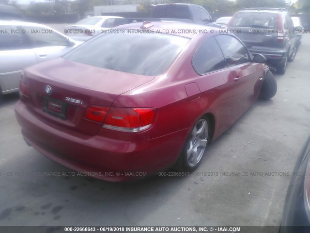 WBAWV13558P121146 - 2008 BMW 328 I SULEV RED photo 4