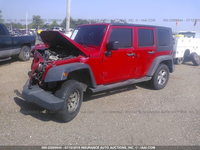 1J4GB39127L162866 - 2007 JEEP WRANGLER X RED photo 2