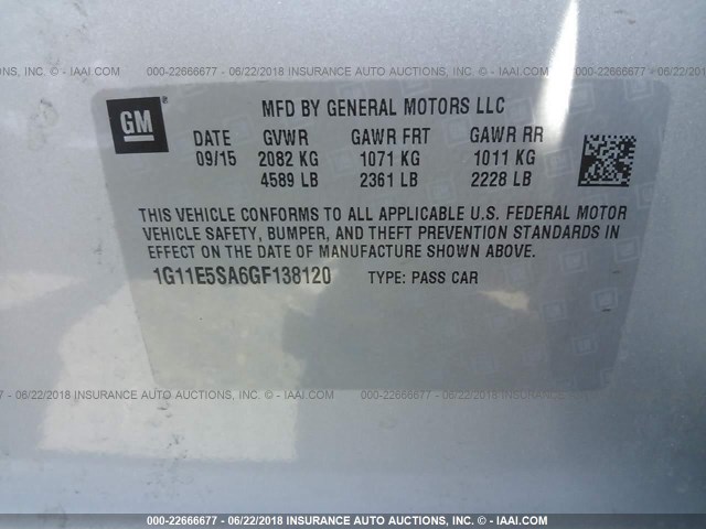 1G11E5SA6GF138120 - 2016 CHEVROLET MALIBU LIMITED LTZ Gümüş foto 9