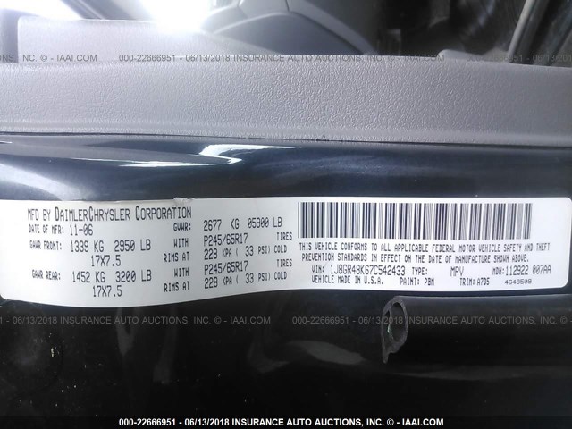 1J8GR48K67C542433 - 2007 JEEP GRAND CHEROKEE LAREDO/COLUMBIA/FREEDOM 蓝色 照片 9