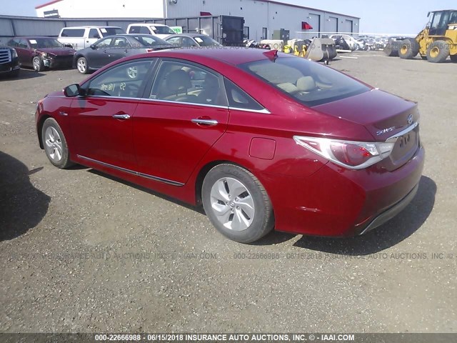 KMHEC4A40FA122300 - 2015 HYUNDAI SONATA HYBRID/LIMITED RED photo 3