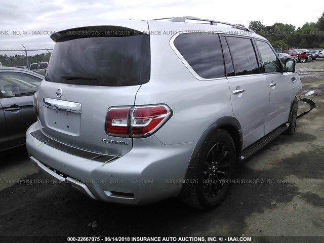 JN8AY2ND3H9010196 - 2017 NISSAN ARMADA SV/SL/PLATINUM SILVER photo 4