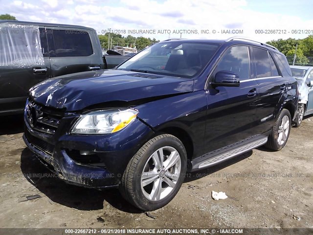 4JGDA5HB2EA420793 - 2014 MERCEDES-BENZ ML 350 4MATIC BLUE photo 2