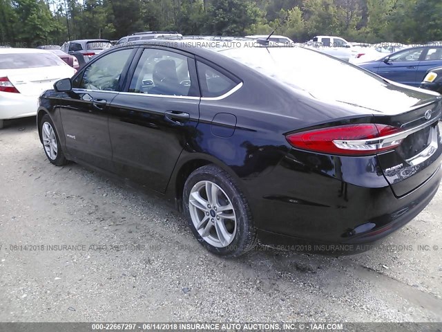 3FA6P0LU3JR131354 - 2018 FORD FUSION SE HYBRID BLACK photo 3