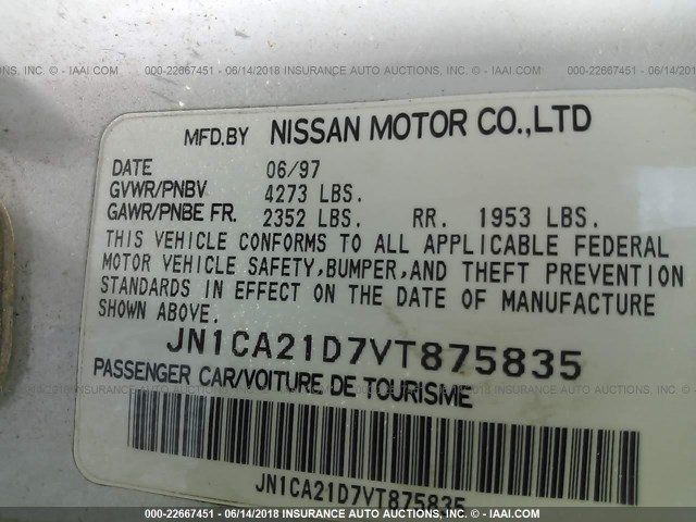 JN1CA21D7VT875835 - 1997 NISSAN MAXIMA GLE/GXE/SE WHITE photo 9